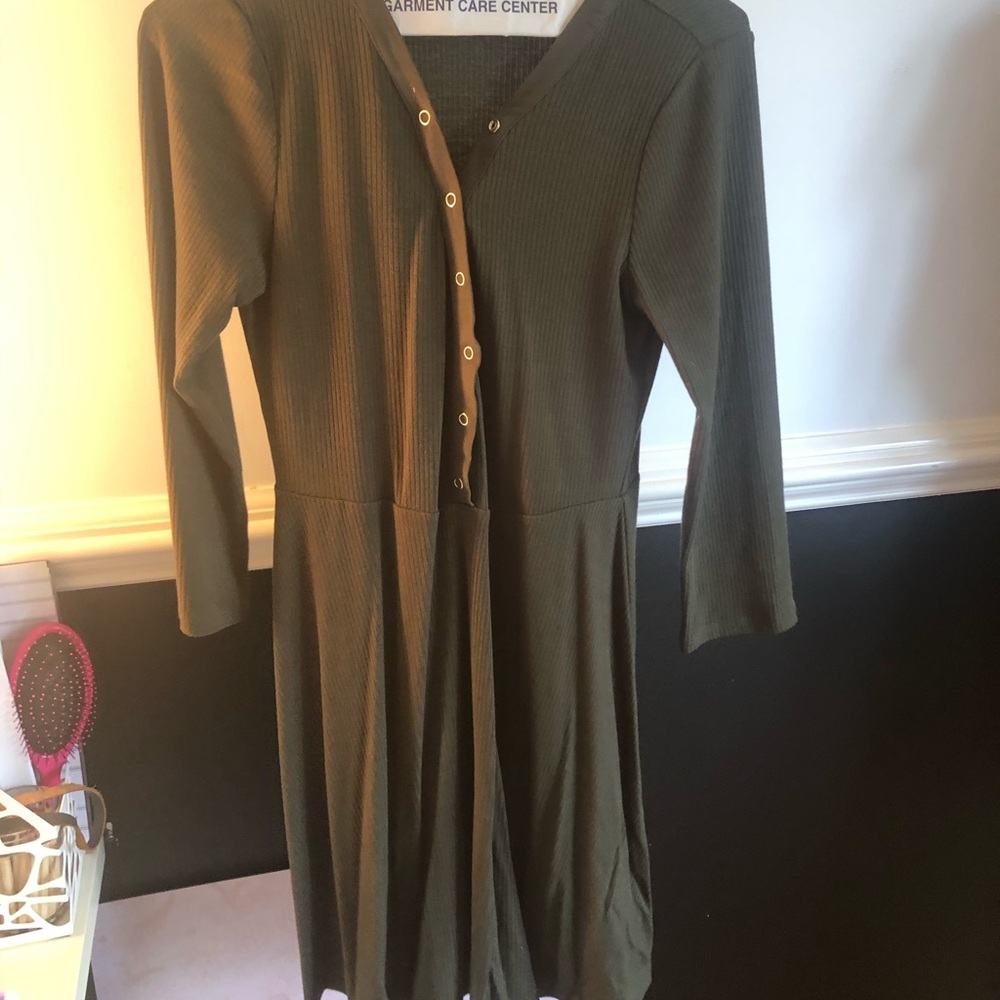 Army Green Forever 21 Quarter Sleeve Dress